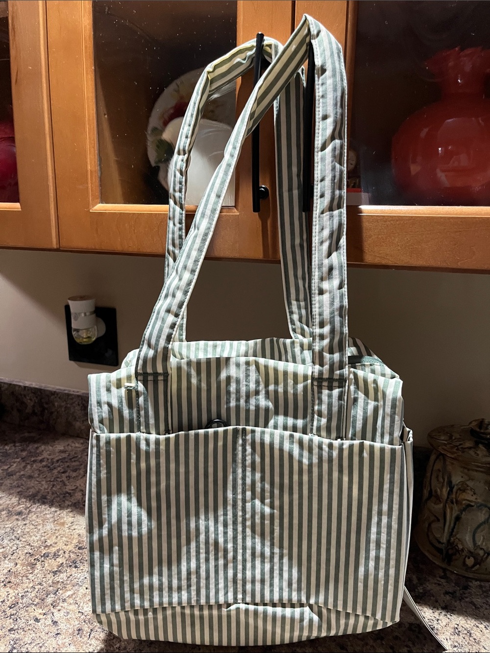 BAGGU Everyday Cloud Bag In Sage Stripe - Picture 5 of 10